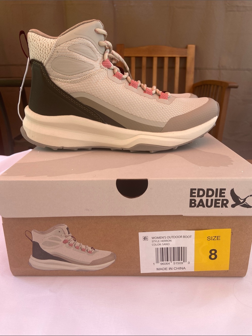 Eddie Bauer Sand and Pink Women's Ankle Hiking Boot